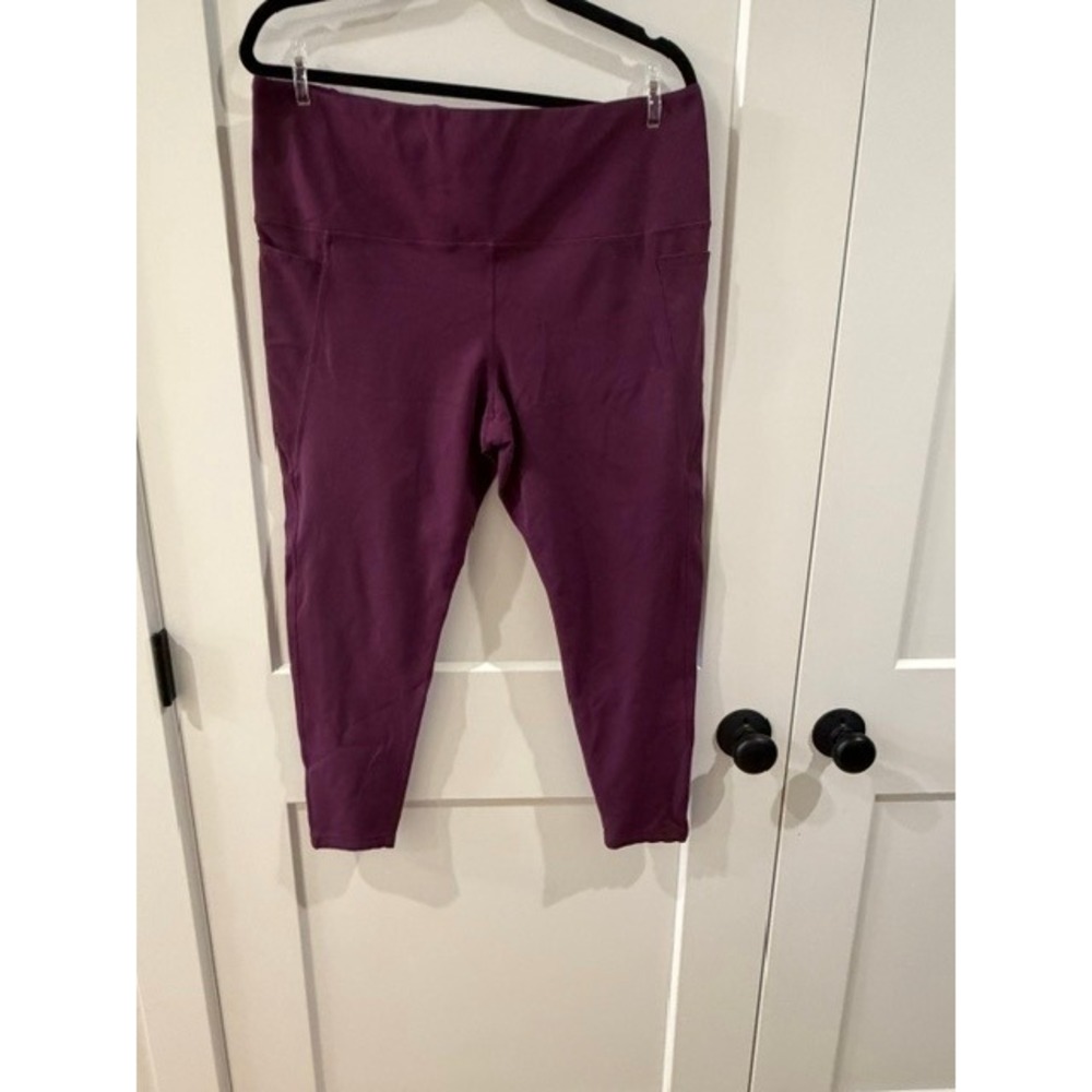 Danskin Womens XXL Plum Purple High Waisted Side Pocket Active Leggings 1536061